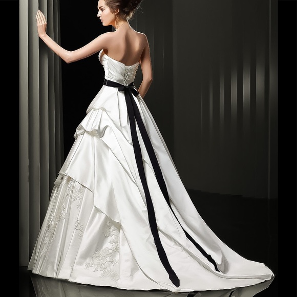 Black or white sash! ivory Satin  & formal sash - Picture 4 of 15